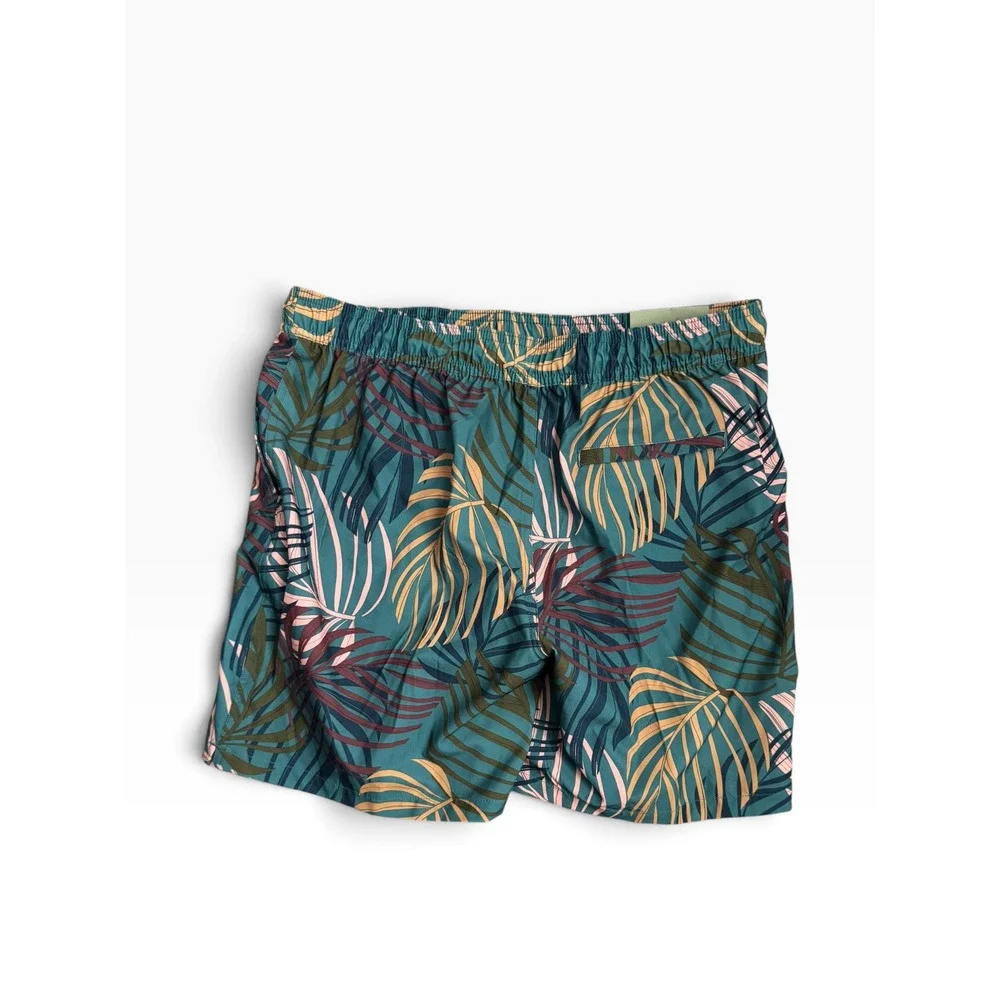 Goodfellow & Co Mens Teal Palm Print Swim Trunks 7